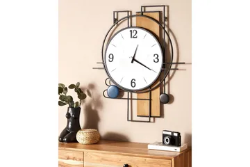 Väggklocka Beliani Tavel Multicolored||Black||White||Light colored wood - Innredning - Veggdekorasjon - Veggklokke - Urverk til veggklokke