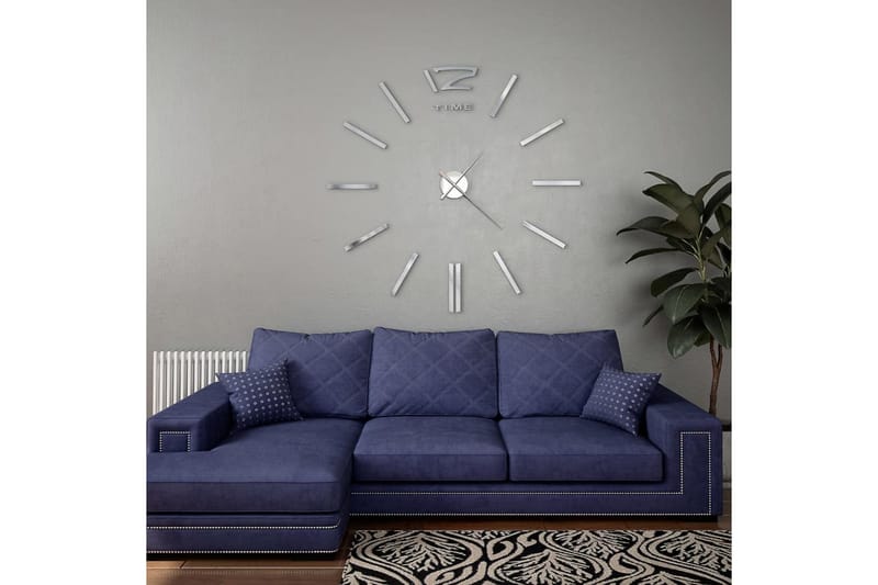 Veggklokke 3D moderne design 100 cm XXL sølv - Innredning - Veggdekorasjon - Veggklokke