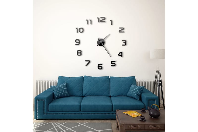 Veggklokke 3D moderne design 100 cm XXL svart - Innredning - Veggdekorasjon - Veggklokke