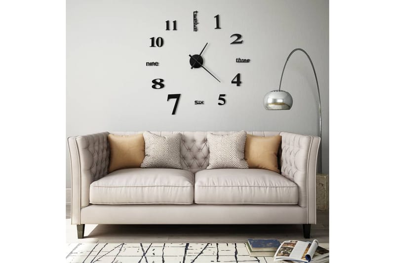 Veggklokke 3D moderne design 100 cm XXL svart - Innredning - Veggdekorasjon - Veggklokke