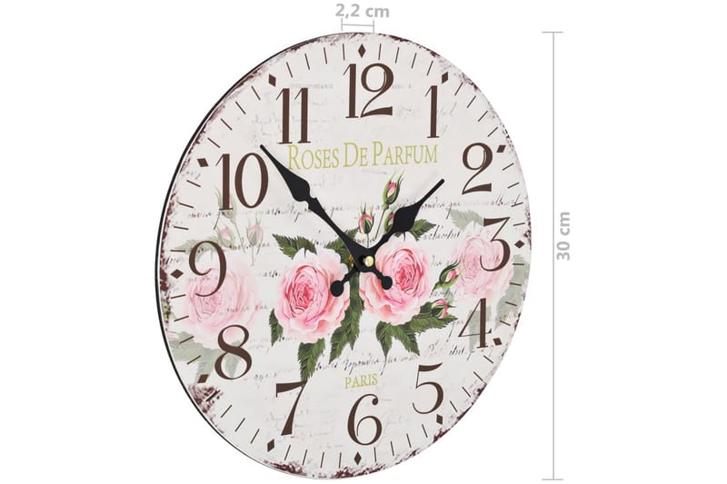 Veggklokke gammeldags blomst 30 cm - Innredning - Veggdekorasjon - Veggklokke
