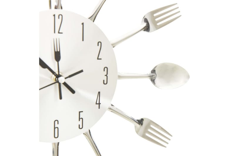 Veggklokke med skje og gaffeldesign sølv 31 cm aluminium - Silver - Innredning - Veggdekorasjon - Veggklokke