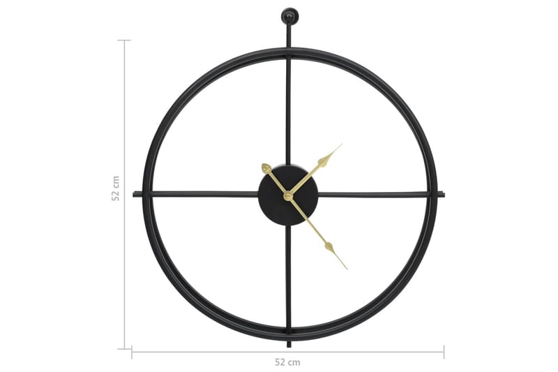 Veggklokke svart 52 cm jern - Svart - Innredning - Veggdekorasjon - Veggklokke