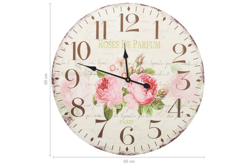 Veggklokke vintage blomst 60 cm - Flerfarget - Innredning - Veggdekorasjon - Veggklokke