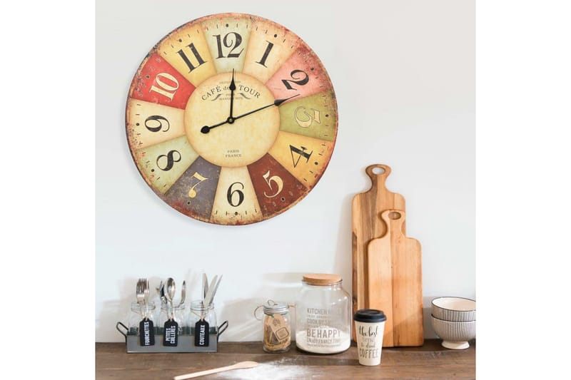 Veggklokke vintage fargerik 60 cm - Flerfarget - Innredning - Veggdekorasjon - Veggklokke