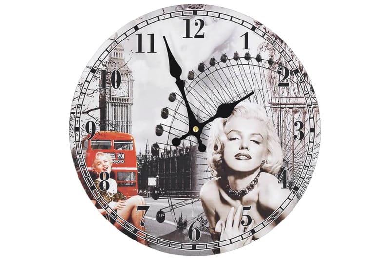 Veggklokke vintage Marilyn Monroe 30 cm - Innredning - Veggdekorasjon - Veggklokke