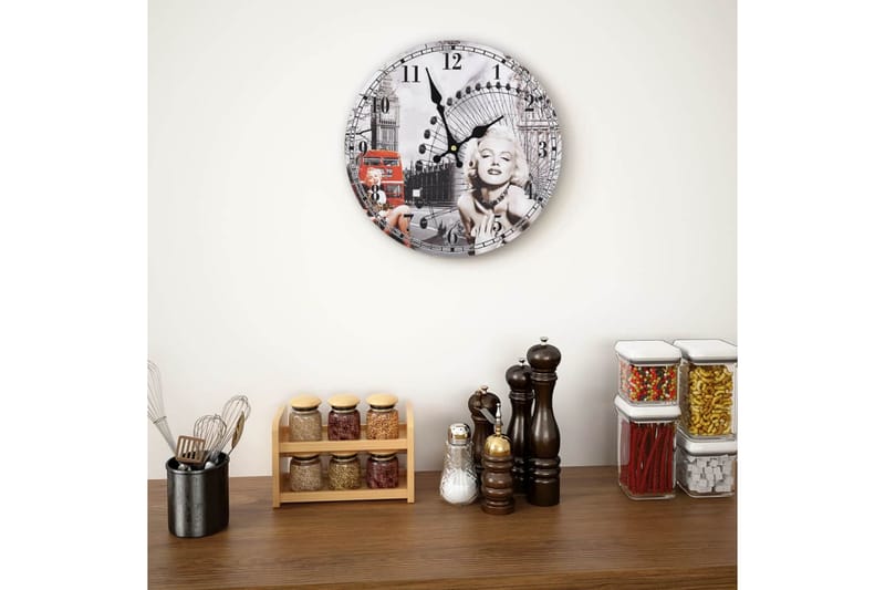 Veggklokke vintage Marilyn Monroe 30 cm - Innredning - Veggdekorasjon - Veggklokke