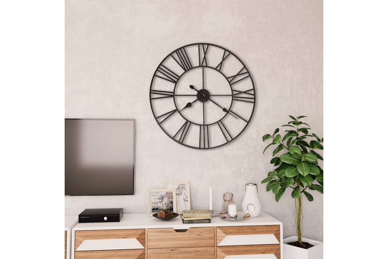 Veggklokke vintage med kvarts-urverk 80 cm XXL metallfarget - Innredning - Veggdekorasjon - Veggklokke