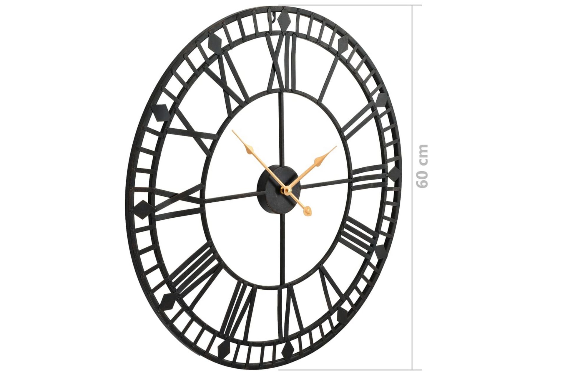 Veggklokke vintage med kvartsurverk 60 cm XXL metall - Innredning - Veggdekorasjon - Veggklokke