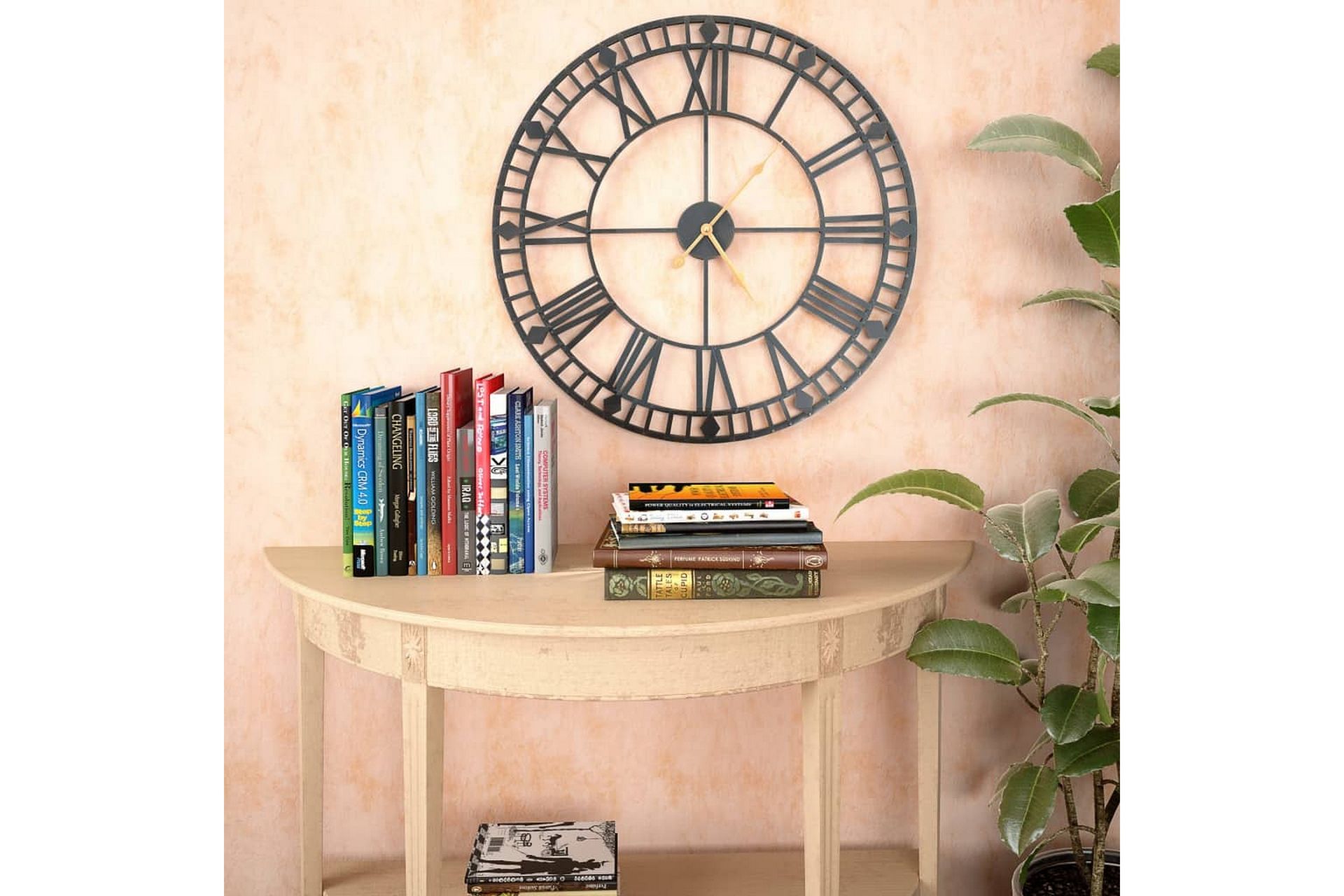 Veggklokke vintage med kvartsurverk 60 cm XXL metall - Innredning - Veggdekorasjon - Veggklokke