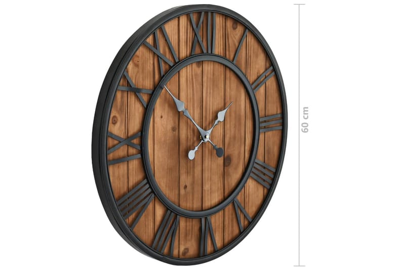 Veggklokke vintage med kvartsurverk 60 cm XXL tre og metall - Innredning - Veggdekorasjon - Veggklokke