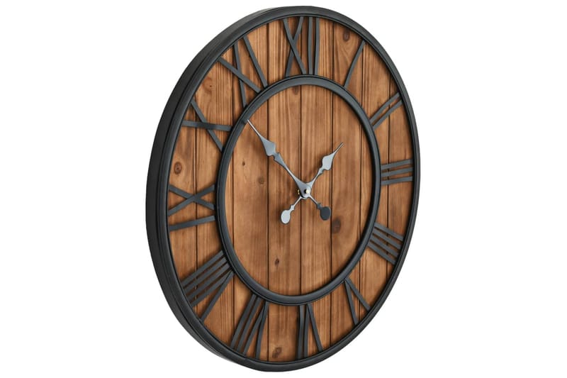 Veggklokke vintage med kvartsurverk 60 cm XXL tre og metall - Innredning - Veggdekorasjon - Veggklokke