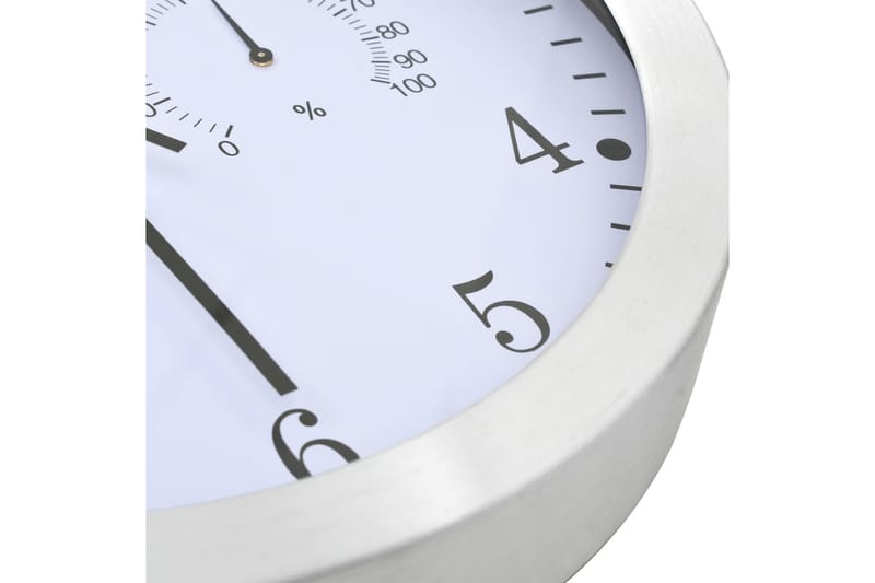 Veggur med kvartsurverk hygrometer og termometer 30 cm hvit - Innredning - Veggdekorasjon - Veggklokke