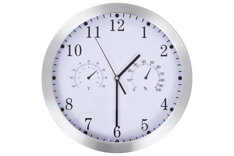 Veggur med kvartsurverk hygrometer og termometer 30 cm hvit - Innredning - Veggdekorasjon - Veggklokke