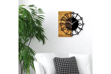 Wooden Clock 1 - Svart/Valnøtt - Innredning - Veggdekorasjon - Veggklokke