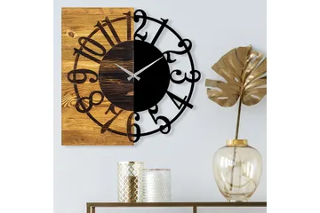 Wooden Clock 1 - Svart/Valnøtt - Innredning - Veggdekorasjon - Veggklokke