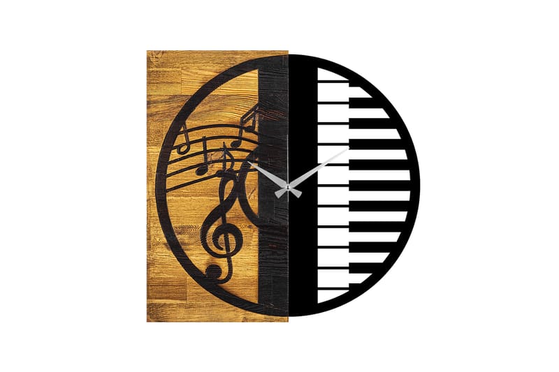 Wooden Clock 11 - Svart/Valnøtt - Innredning - Veggdekorasjon - Veggklokke