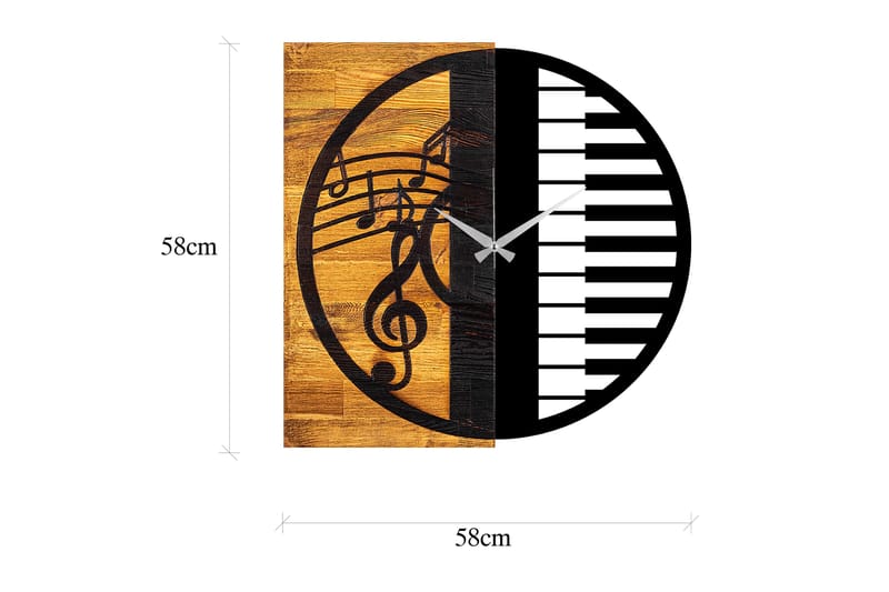 Wooden Clock 11 - Svart/Valnøtt - Innredning - Veggdekorasjon - Veggklokke