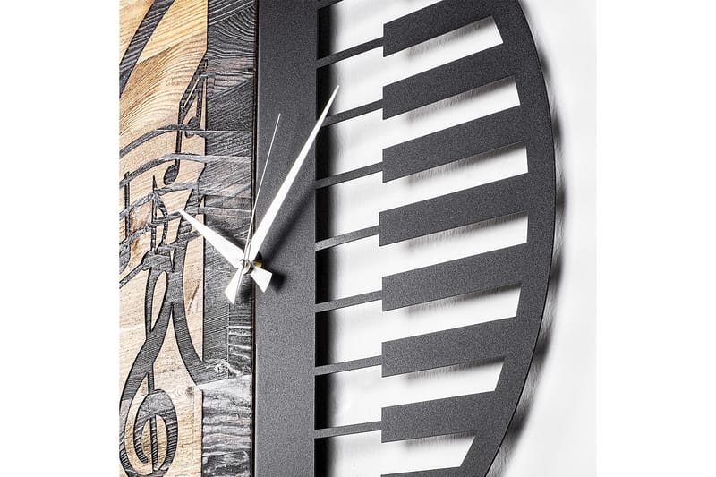 Wooden Clock 11 - Svart/Valnøtt - Innredning - Veggdekorasjon - Veggklokke