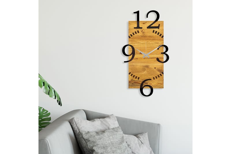 Wooden Clock 2 - Svart/Valnøtt - Veggklokke