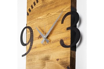 Wooden Clock 2 - Svart/Valnøtt - Innredning - Veggdekorasjon - Veggklokke
