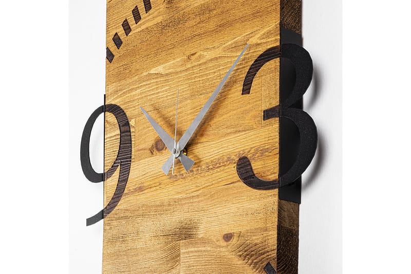Wooden Clock 2 - Svart/Valnøtt - Veggklokke
