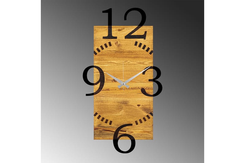 Wooden Clock 2 - Svart/Valnøtt - Innredning - Veggdekorasjon - Veggklokke