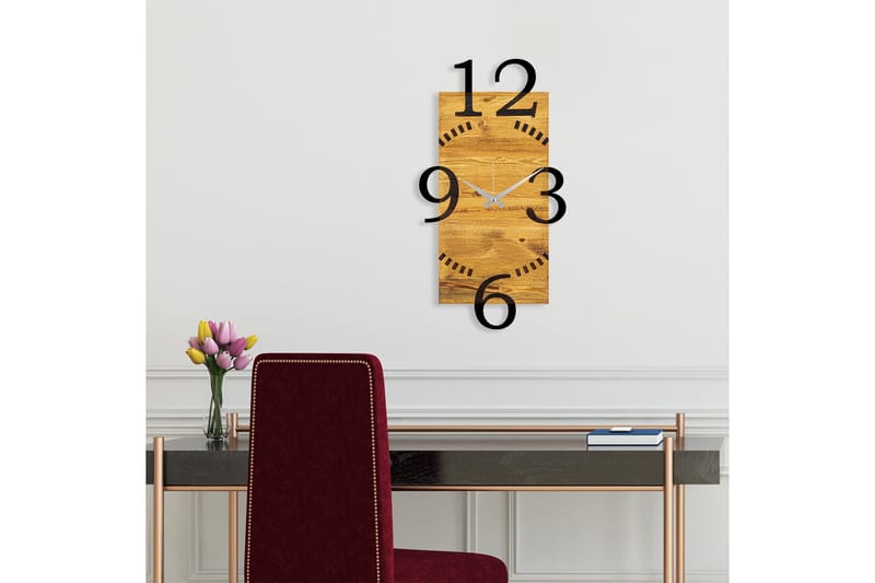 Wooden Clock 2 - Svart/Valnøtt - Innredning - Veggdekorasjon - Veggklokke