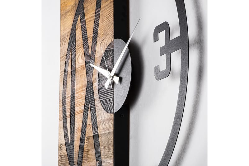Wooden Clock 24 - Svart/Valnøtt - Innredning - Veggdekorasjon - Veggklokke