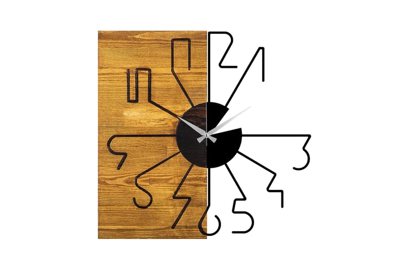 Wooden Clock 29 - Svart/Valnøtt - Veggklokke