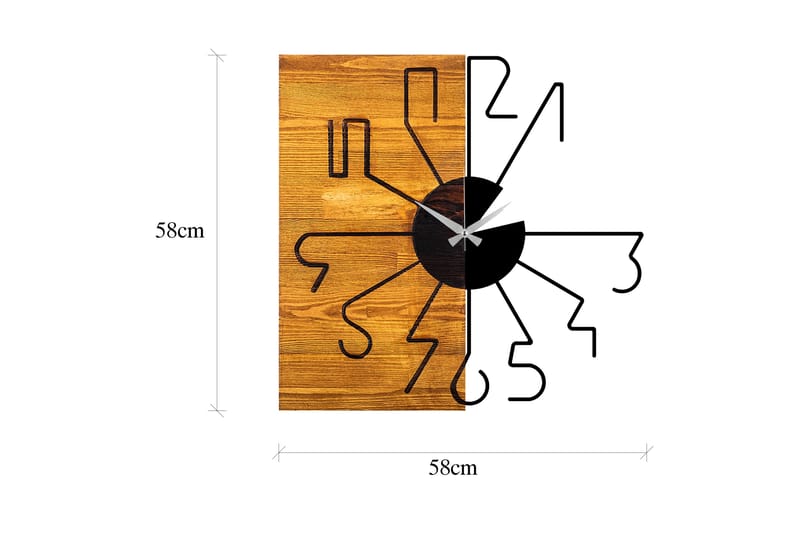 Wooden Clock 29 - Svart/Valnøtt - Veggklokke