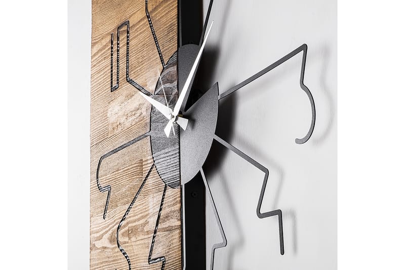 Wooden Clock 29 - Svart/Valnøtt - Veggklokke