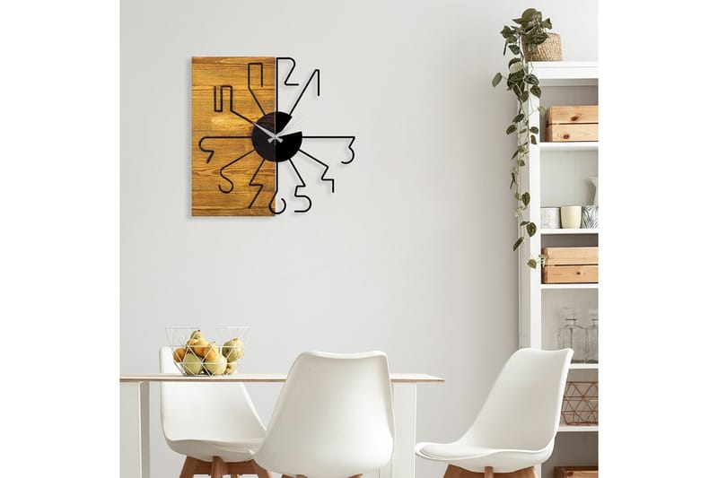 Wooden Clock 29 - Svart/Valnøtt - Innredning - Veggdekorasjon - Veggklokke