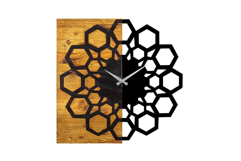 Wooden Clock 30 - Svart/Valnøtt - Innredning - Veggdekorasjon - Veggklokke