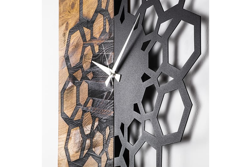 Wooden Clock 30 - Svart/Valnøtt - Innredning - Veggdekorasjon - Veggklokke