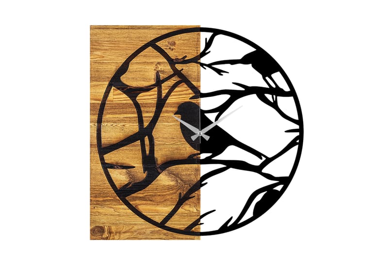 Wooden Clock 35 - Svart/Valnøtt - Innredning - Veggdekorasjon - Veggklokke