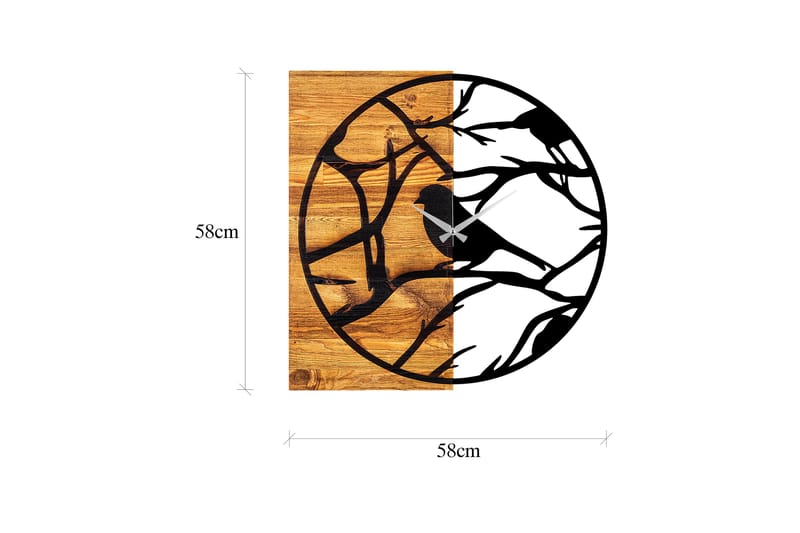 Wooden Clock 35 - Svart/Valnøtt - Innredning - Veggdekorasjon - Veggklokke