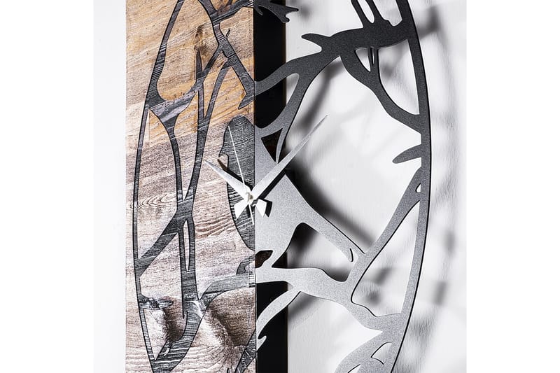 Wooden Clock 35 - Svart/Valnøtt - Innredning - Veggdekorasjon - Veggklokke