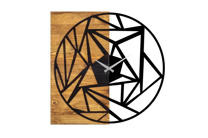 Wooden Clock 36, Svart/Valnøtt