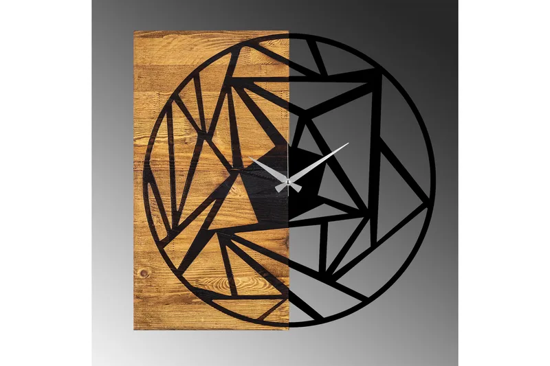 Wooden Clock 36 - Svart/Valnøtt - Innredning - Veggdekorasjon - Veggklokke