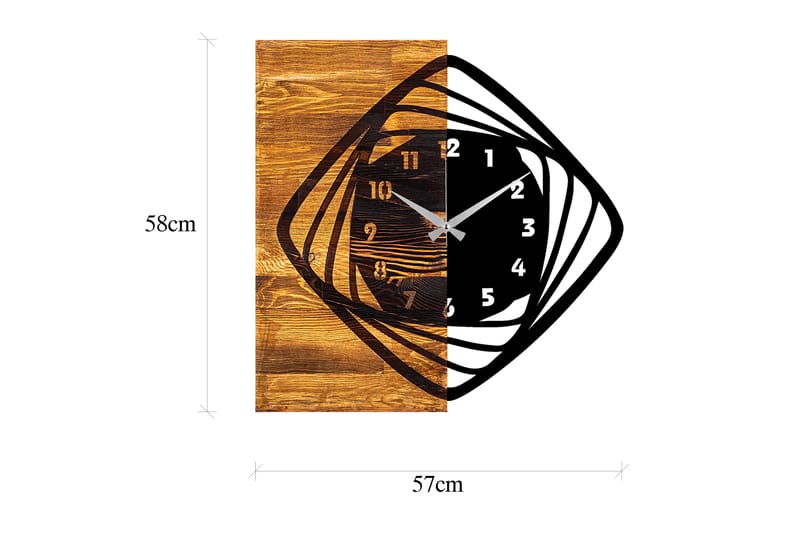 Wooden Clock 4 - Svart/Valnøtt - Innredning - Veggdekorasjon - Veggklokke