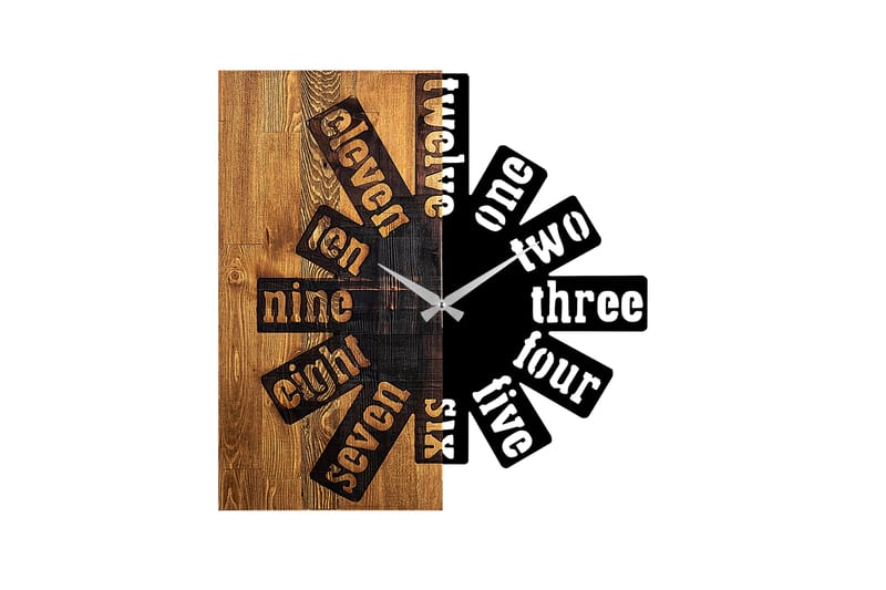 Wooden Clock 40 - Svart/Lys Valnøtt - Innredning - Veggdekorasjon - Veggklokke