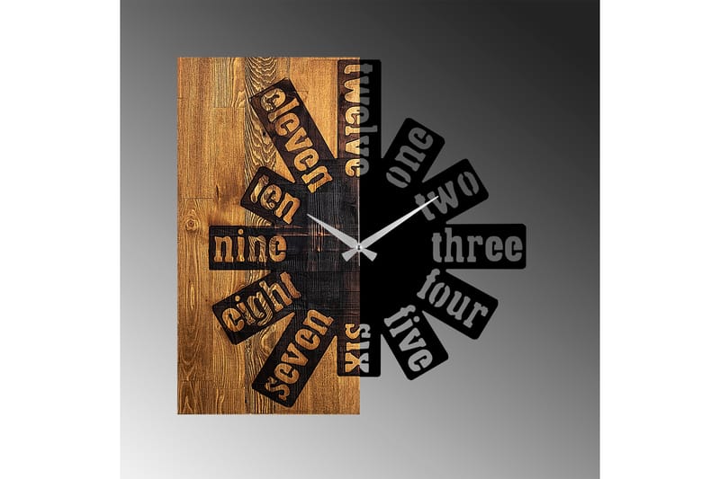 Wooden Clock 40 - Svart/Lys Valnøtt - Innredning - Veggdekorasjon - Veggklokke