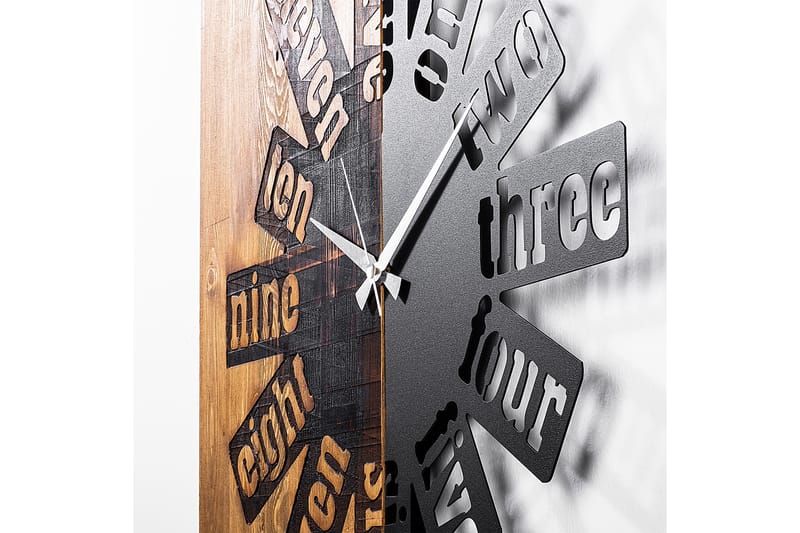 Wooden Clock 40 - Svart/Lys Valnøtt - Innredning - Veggdekorasjon - Veggklokke