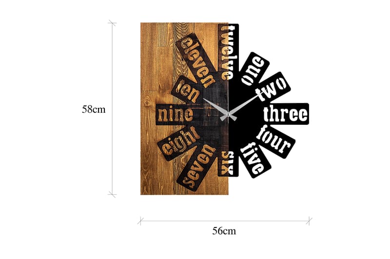 Wooden Clock 40 - Svart/Lys Valnøtt - Innredning - Veggdekorasjon - Veggklokke