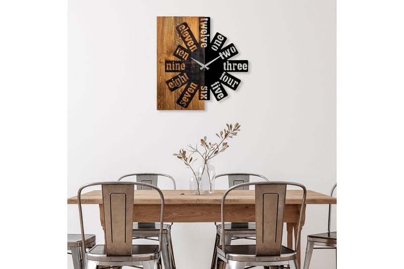 Wooden Clock 40 - Svart/Lys Valnøtt - Innredning - Veggdekorasjon - Veggklokke