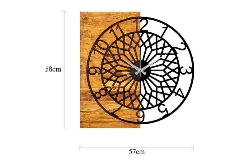 Wooden Clock 6 - Svart/Valnøtt - Innredning - Veggdekorasjon - Veggklokke