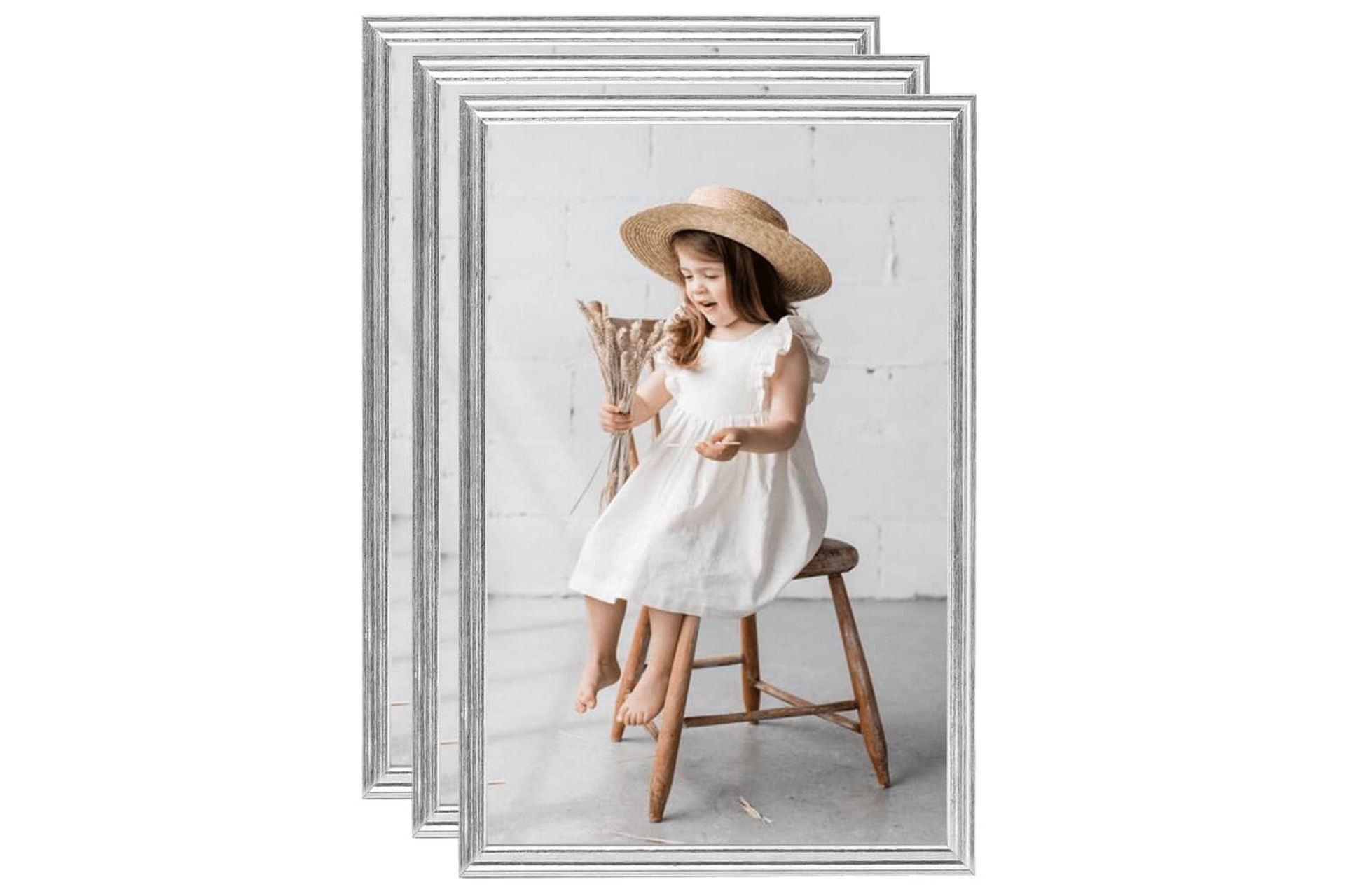 Fotorammekollasj for vegg eller bord 3 stk 21x29,7cm MDF - Silver - Innredning - Veggdekorasjon - Rammer