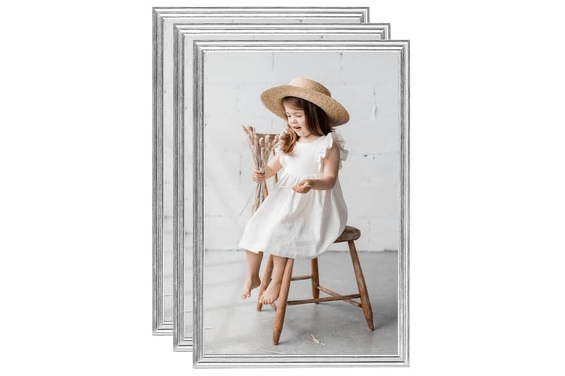 Fotorammekollasj for vegg eller bord 3 stk 21x29,7cm MDF - Silver - Innredning - Veggdekorasjon - Rammer