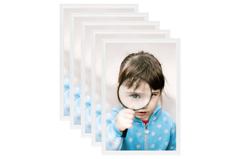 Fotorammekollasj for vegg eller bord 5 stk 21x29,7 cm MDF - Hvit - Innredning - Veggdekorasjon - Rammer